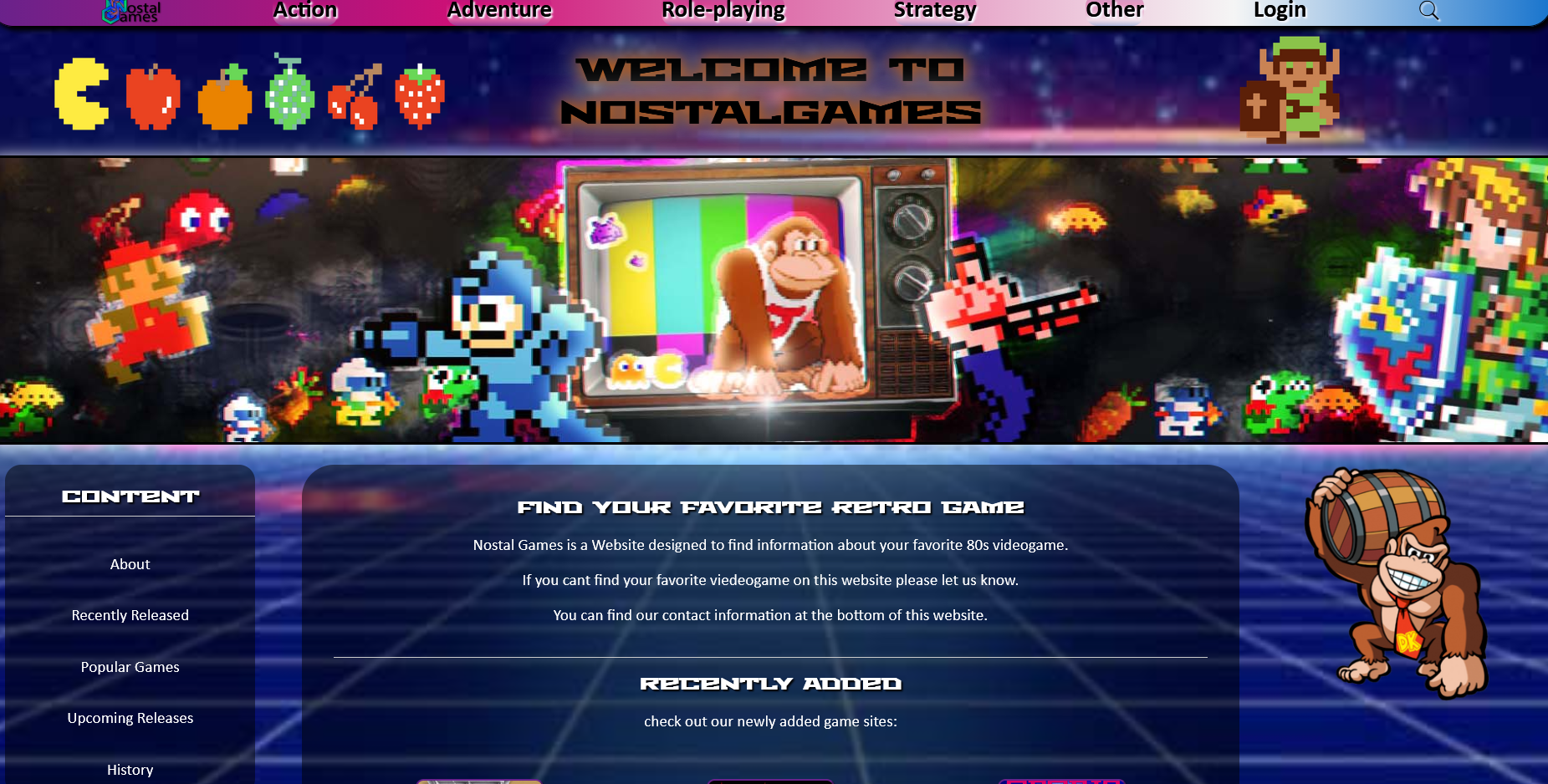 NostalGames Landing Page Screenshot